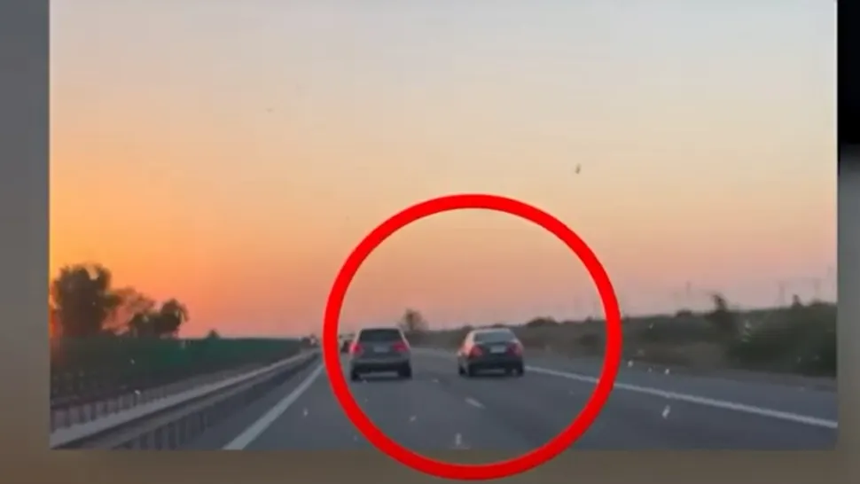 Şofer teribilist pe Autostrada Soarelui: depăşiri ilegale la milimetru - Bărbatul flutura pe geam o legitimație de poliție - VIDEO