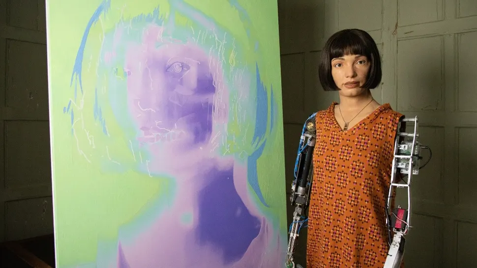 Premieră care dă fiori. Robotul-pictor a fost chemat în Camera Lorzilor să explice ce este creativitatea