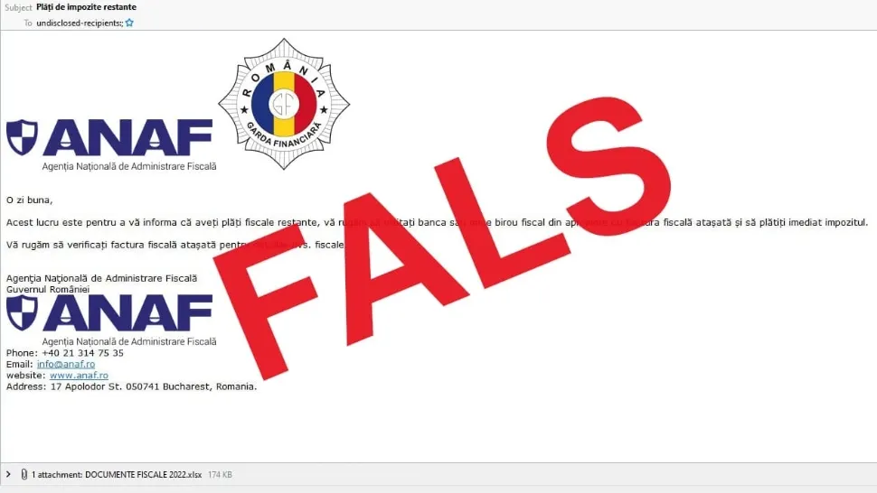 O nouă înșelătorie cu mesaje transmise în numele ANAF. Ce nu trebuie să faceți cu „plăți fiscale restante”