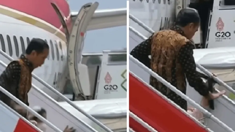 Momentul în care Prima Doamnă a Indoneziei cade pe treptele avionului. Soțul ei nu a intervenit să o ajute - VIDEO