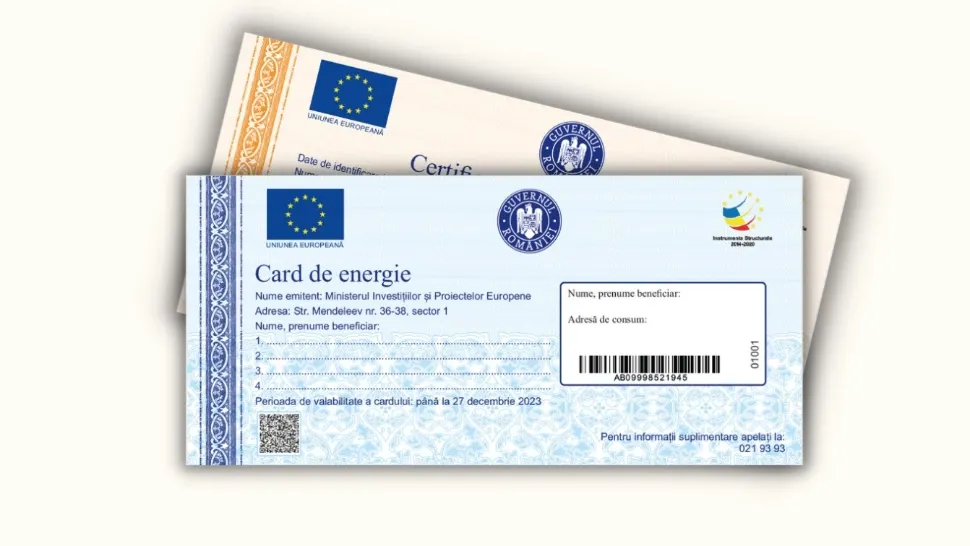 Carduri de energie: 1.400 de lei sprijin din bani europeni pentru plata facturilor la energie pentru persoanele vulnerabile