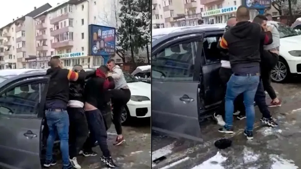 Jandarm scos cu forța din mașină și luat la bătaie în plină stradă, în urma unei șicanări în trafic