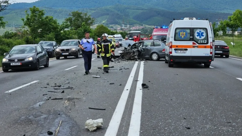 Accident rutier cu 5 victime, la intrarea în Codlea. Trafic îngreunat - VIDEO 