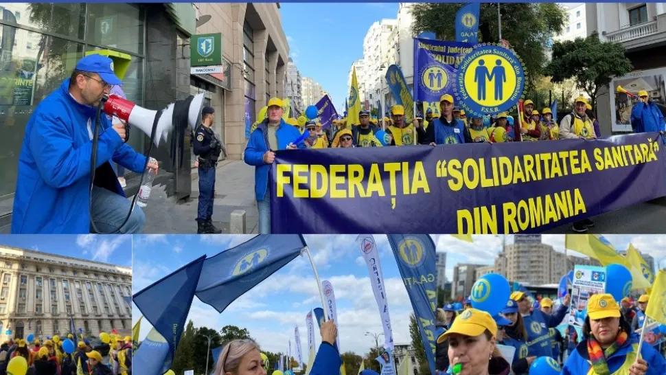 Angajații din Sănătate, protest de amploare. Au plecat din fața guvernului către Ministerul Sănătății: „Medicii sunt plătiți două gărzi, la una” - LIVE TEXT - 