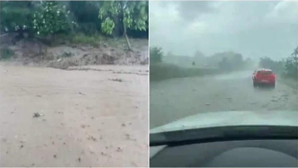 Rupere de nori în apropiere de Sebeș. Drumul a devenit "canal navigabil” - VIDEO