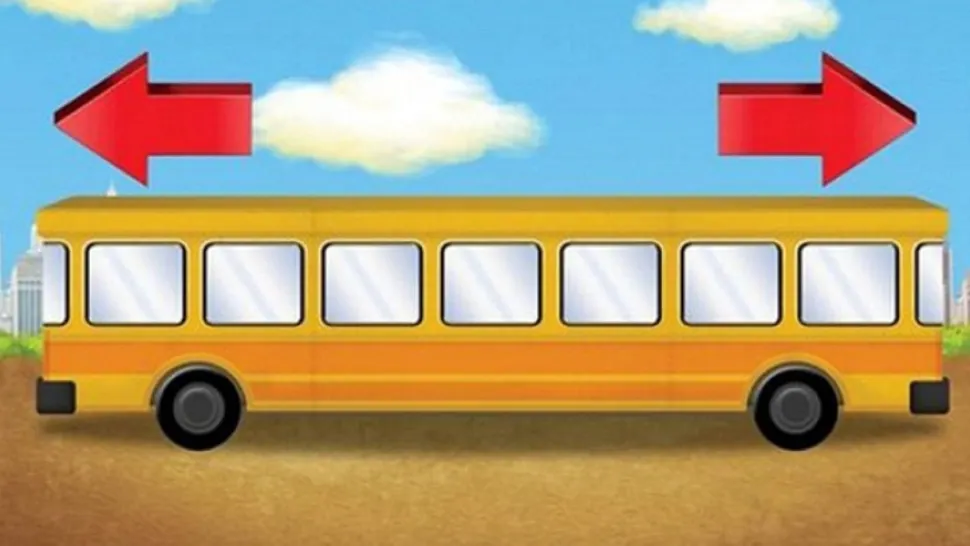 Testul logicii de fier: Poți să îți dai seama în ce direcţie se deplasează autobuzul din imagine?