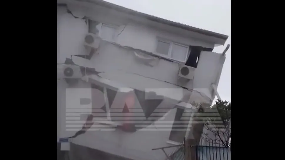 Clădire prăbușită din cauza vântului, în Soci. Dezastru după furtuna care a lovit țărmul Mării Negre  - VIDEO