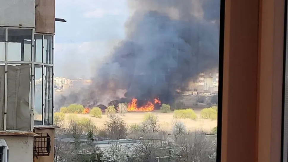 Incendiu devastator în Delta Văcărești. Pompierii intervin cu 11 autospeciale