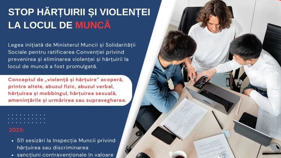 Ministerul Muncii salută modificările la Legea hărțuirii la locul de muncă și oferă informații asupra noului cadrul legal