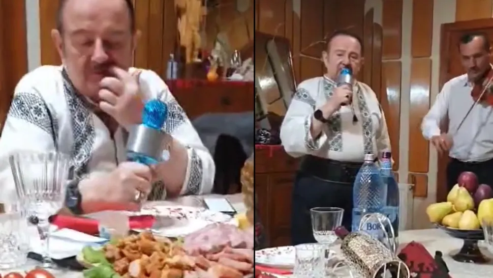 Morega s-a dat din nou în spectacol. Fostul baron se scobește între dinți și cântă, acompaniat de lăutari -VIDEO