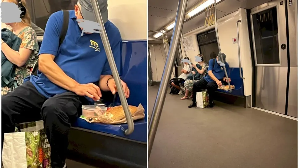 Metroul, transformat în sală de mese de către un călător înfometat