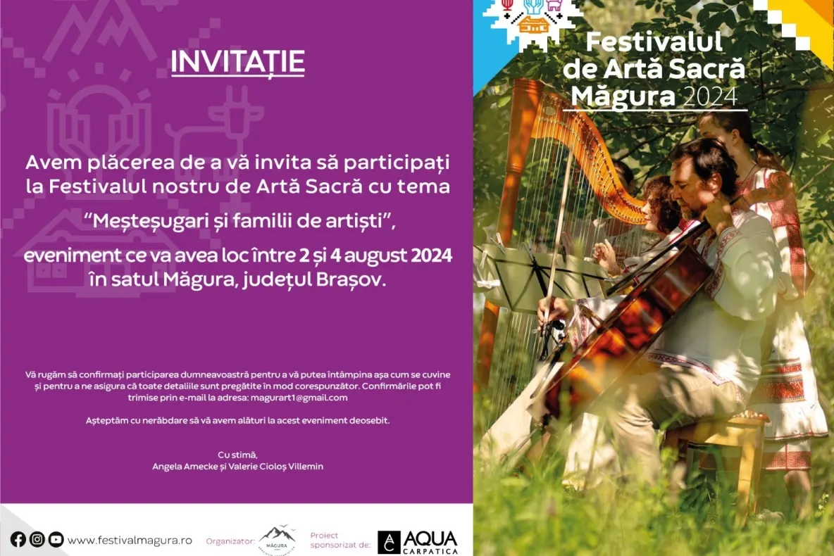 Festival de Artă Sacră Măgura 2024. Meșteșugari și Familii de Artiști – un eveniment care va explora bogăția tradițiilor artistice transmise din generație în generație
