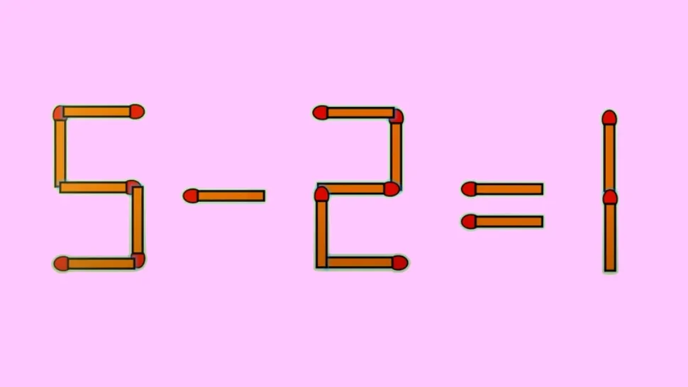 Test IQ: Corectează 5 – 2 = 1. Trebuie să muți doar un singur chibrit