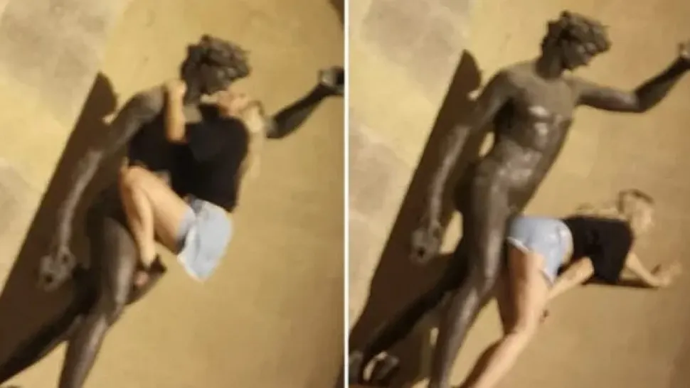 Scandal la Florența: Turistă fotografiată în timp ce sărută statuia lui Bacchus - VIDEO