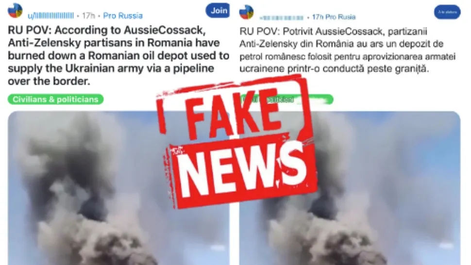 Incendierea unui depozit de carburanți din România, destinați Ucrainei, un FAKE NEWS "grosolan", demontat de MApN! Anunțul ministerului