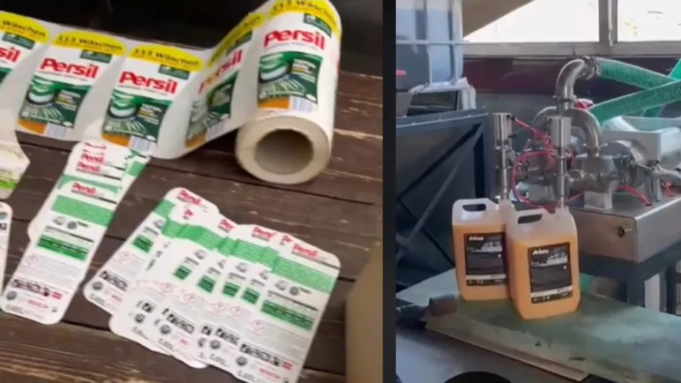 Cum se falsifică, detergenții „premium” pe care comercianții ambulanți le vând în piețe. VIDEO de la percheziții
