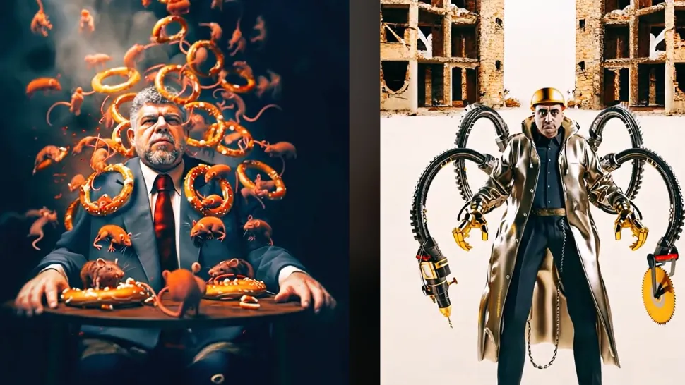 Marcel Ciolacu într-o ploaie de covrigi, George Simion, caracatița SF - Un nou video produs de inteligența artificială ia cu asalt internetul