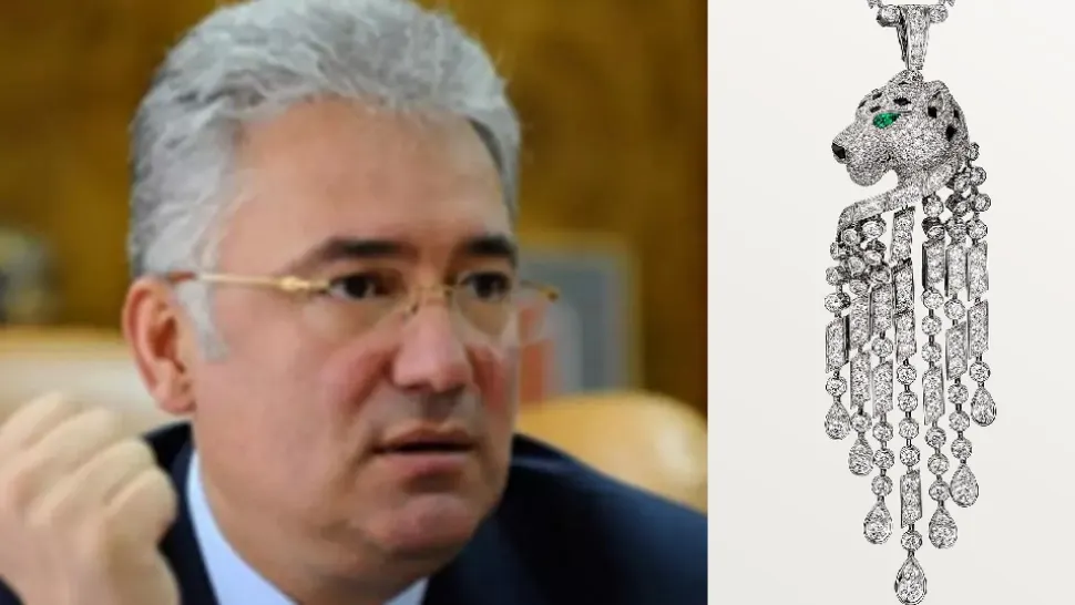 Sume halucinante cheltuite de Adriean Videanu pe bijuteriile de lux. Vameșii i-au confiscat un colier din aur alb, cu 614 diamante, 11 onixuri și 14 smaralde, în valoare de 488.000 de euro 