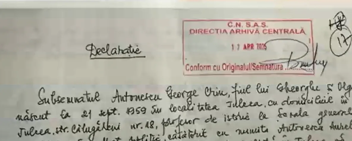 Crin Antonescu a prezentat declaraţia dată la Securitate! Planurile sorosiștilor, date peste cap - DOCUMENT/FOTO