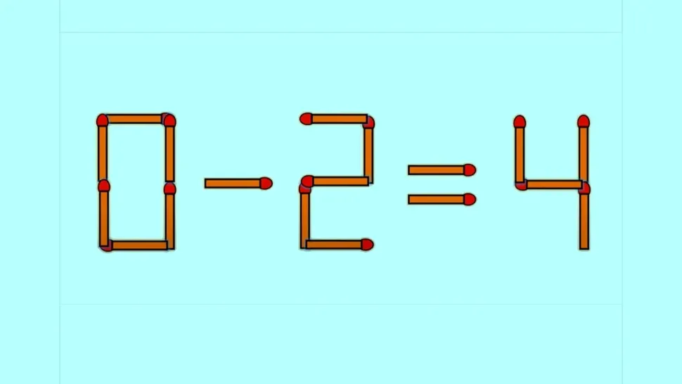 TEST IQ la final de săptămână! Poți corecta ecuația 0 - 2 = 4 mutând un singur băț?