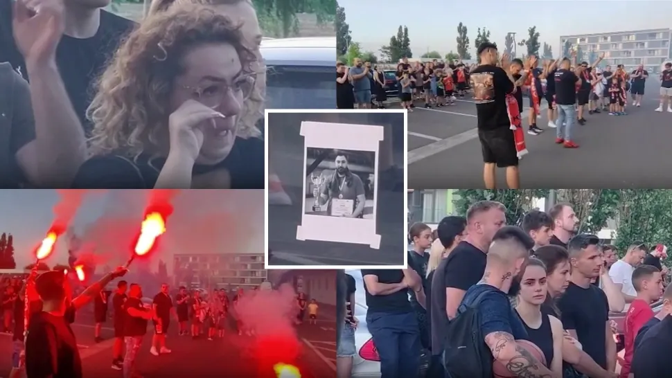 Antrenorul care a murit în tragedia de pe Autostrada Soarelui a fost înmormântat. Tânărul de 23 de ani, condus pe ultimul drum cu torțe 