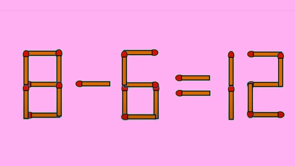 Testul IQ de marți! Poți corecta ecuația 8 – 6 = 12 mutând un singur chibrit?