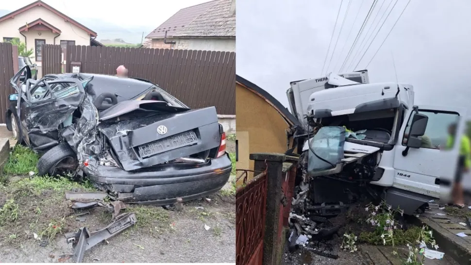 Accident pe DN1 C, în județul Cluj! O mașină a fost spulberată de un TIR