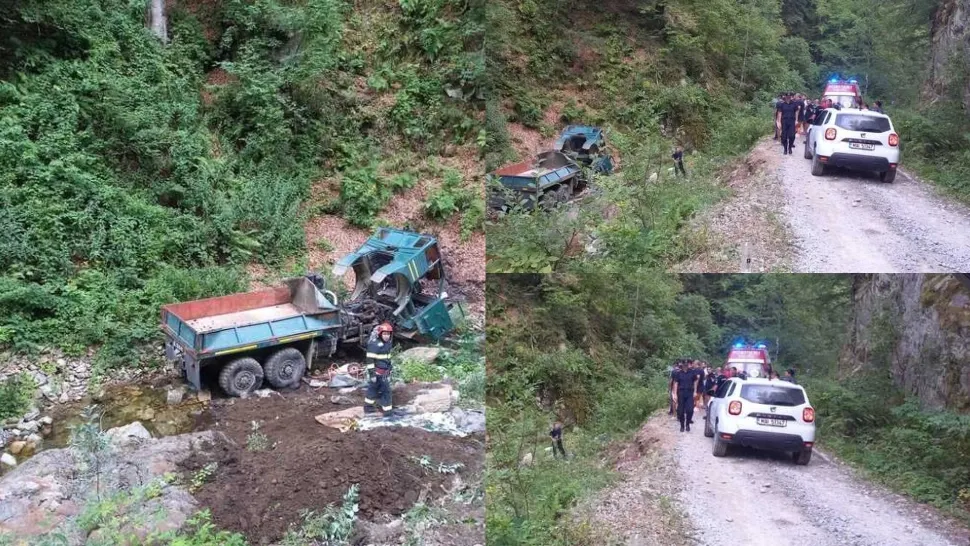 Două persoane au murit și alte patru au fost rănite, după ce o autoutilitară s-a răsturnat într-o râpă, în Gorj! A fost activat Planul Roșu 