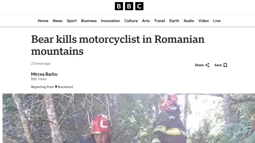 Tragedia motociclistului sfâșiat de urs i-a șocat și pe străini. Ce scriu jurnaliștii britanici despre incident