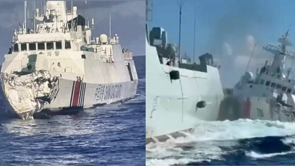 Video: Momentul în care două nave chineze se lovesc puternic. Coliziunea a lăsat ambarcațiunile Beijingului șifonate 