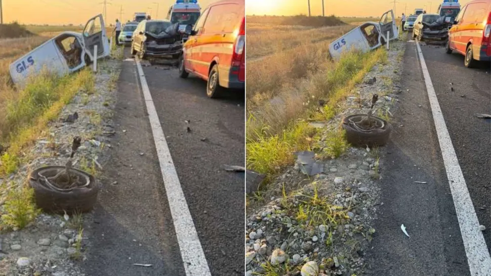 Accident pe centura Timișoarei. Patru persoane, între care și un minor, au fost rănite în urma impactului dintre două mașini și un microbuz 