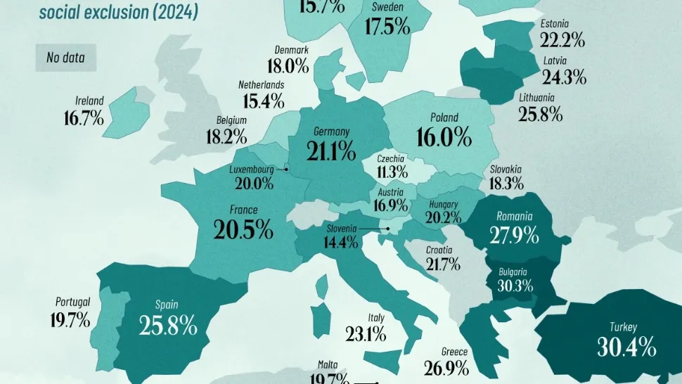 Harta sărăciei în Europa. Cine conduce topul și pe ce loc se află România 