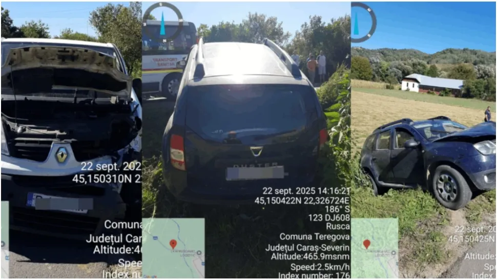 Accident grav în Caraș-Severin. Două persoane au fost rănite în urma impactului dintre o ambulanță și un autoturism 