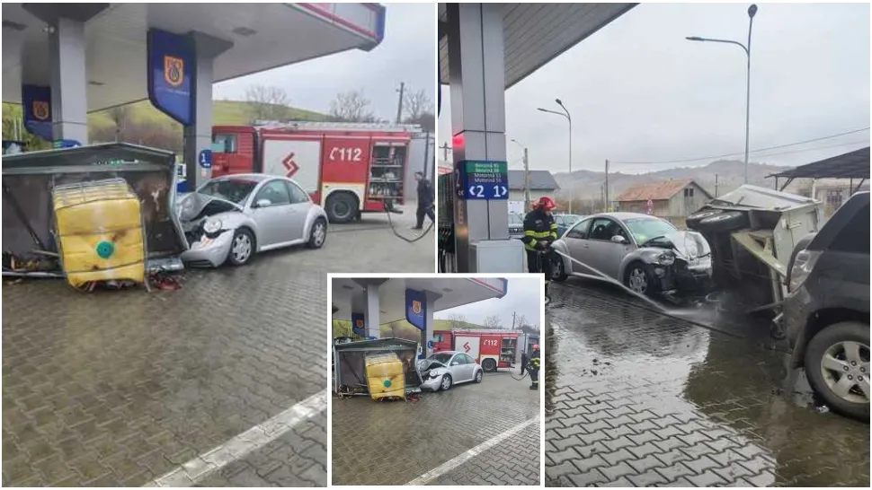 Accident într-o benzinărie din judeţul Bistriţa-Năsăud. 1.000 de litri de motorină au curs dintr-un bazin 