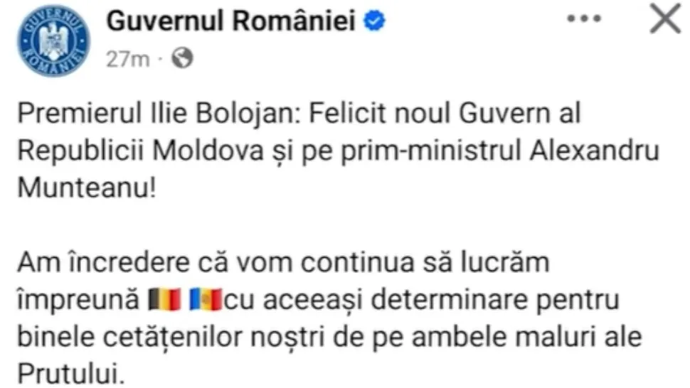 Gafă de proporții la Guvern. "Specialiștii" în comunicare ai lui Bolojan nu știu cum arată drapelele României și Moldovei