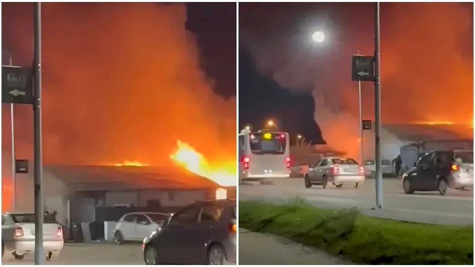 Incendiu de proporții în localitatea Domnești, județul Ilfov. Pompierii intervin cu mai multe autospeciale