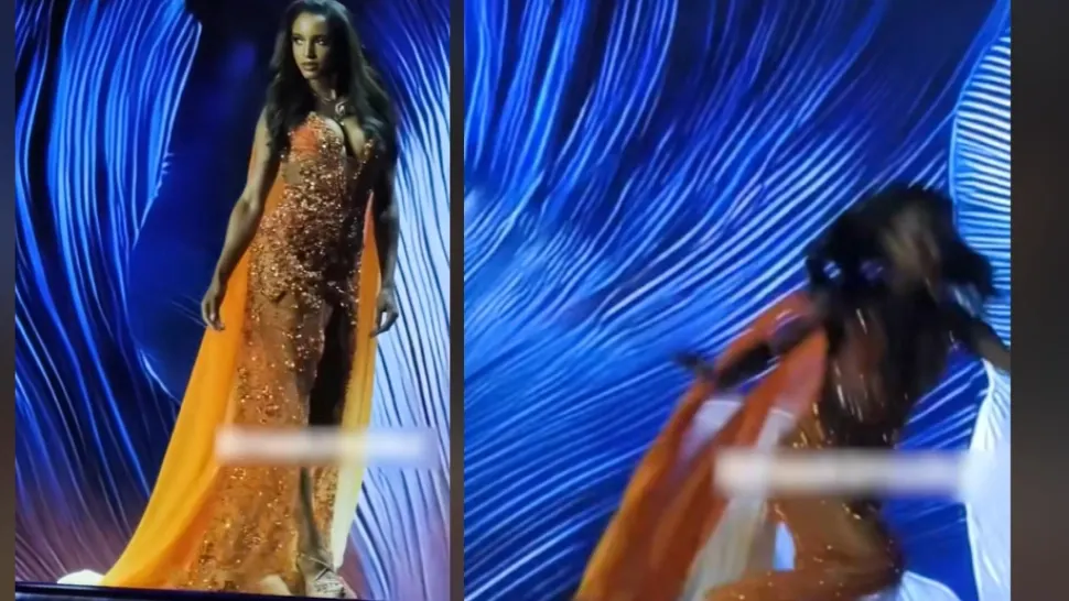 Momentul în care Miss Jamaica se prăbușește pe scena Miss Universe. VIDEO