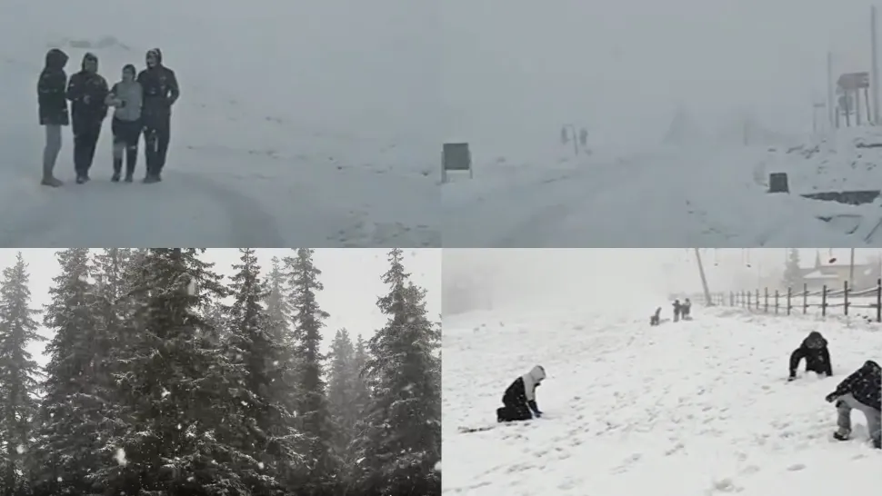 Ninge abundent la Rânca, zăpadă de câțiva centimetri. Drumarii intervin cu utilaje -VIDEO