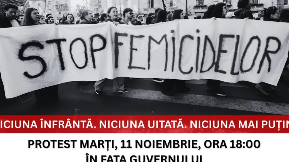 Protest în Piața Victoriei după crima din Teleorman: „Fiecare femeie ucisă este dovada unui sistem care a eșuat”