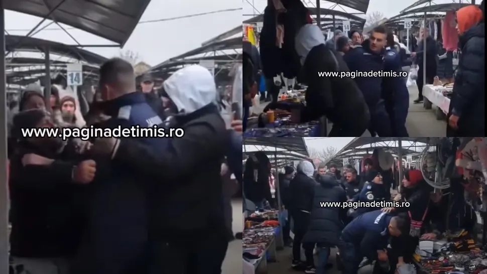 Scandal într-o piață din Timișoara. Jandarmii au intervenit de urgență -VIDEO 