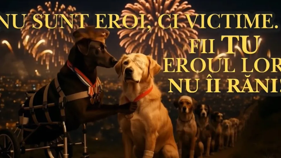 Videoclipul emoționant al Jandarmeriei, care arată efectele devastatoare ale petardelor asupra animalelor de companie