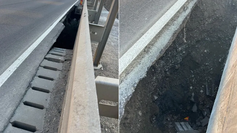 Trafic restricționat pe DN1, spre Valea Prahovei, din cauza unei surpări sub carosabil