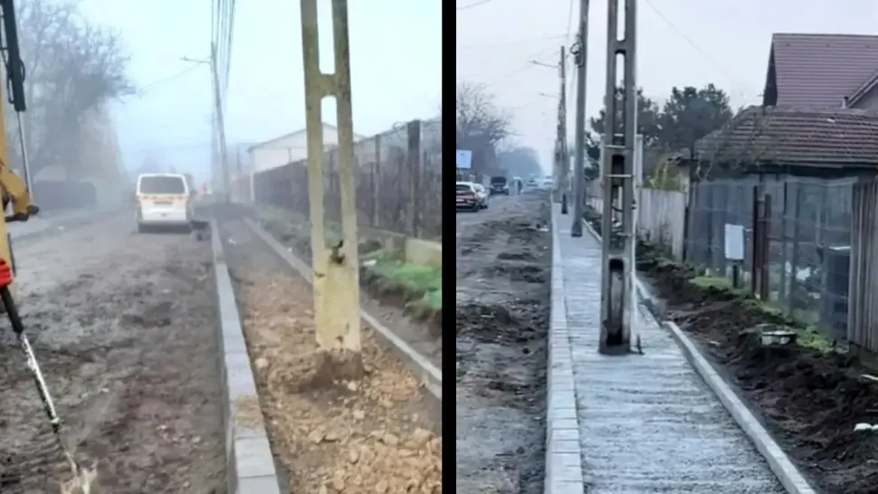 Dorel recidivează. Stâlpi de electricitate amplasați direct pe trotuar. Pietonii sunt nevoiți să meargă pe carosabil, ca să nu îi ia în brațe