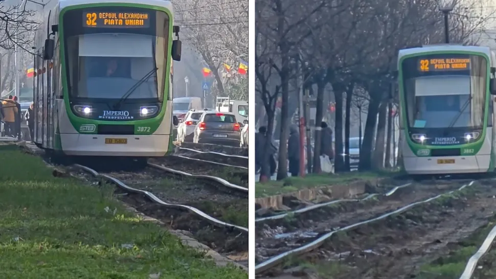 Halucinant. Tramvaiele din Rahova au ajuns să facă acrobații pe șinele deformate. „Se leagănă precum corăbiile” - VIDEO