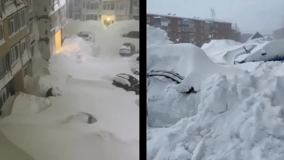 Locul unde zăpada a ajuns până la etajul doi. Oamenii sapă tuneluri sub nămeți. VIDEO