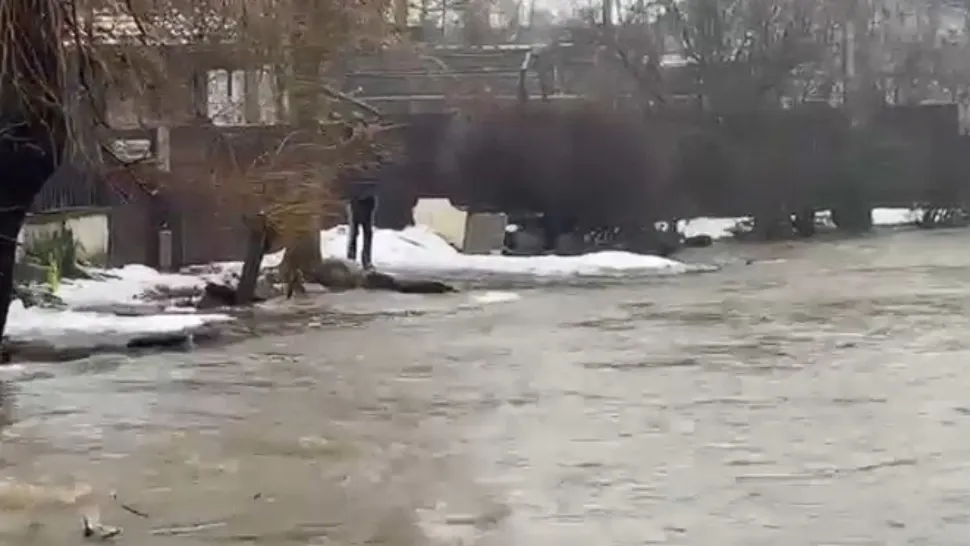 Târgu Jiu, sub ape după ploi abundente: un lac revărsat a inundat mai multe străzi, iar deșeurile aruncate de localnici au blocat scurgerea