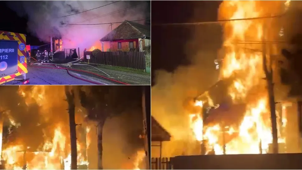 Incendiu puternic în județul Mureș. Două case au fost cuprinse de flăcări 