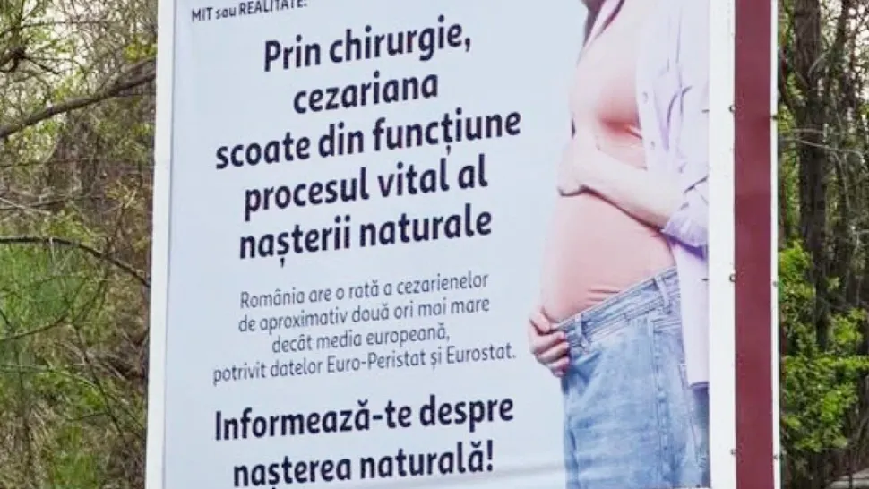 Sesizare la ANPC și primăriile din București după panouri controversate despre cezariană. Acuzații de dezinformare în spațiul public