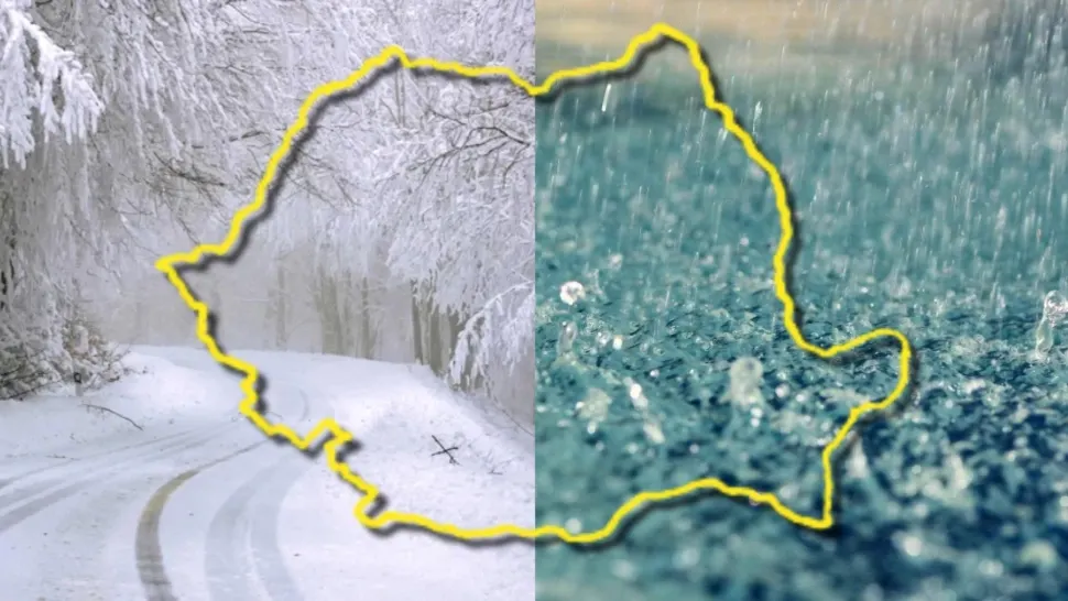 Alertă ANM. Cod galben de intensificări ale vântului, vreme rece, precipitații mixte, ninsori și viscol -HARTĂ 