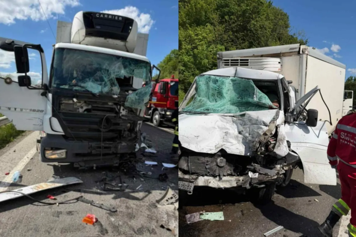 Accident teribil în județul Sălaj. Un bărbat de 33 de ani a murit, după ce două autoutilitare s-au ciocnit frontal